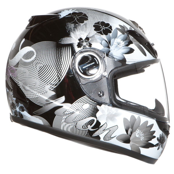 a motorcycle helmet with flowers on it