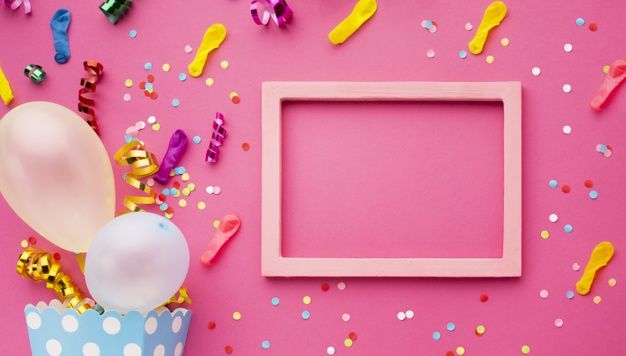 Top view party decoration with pink fram... | Free Photo #Freepik  #freephoto #freebackground #fre… | Happy birthday frame, Happy birthday  wallpaper, Bday background