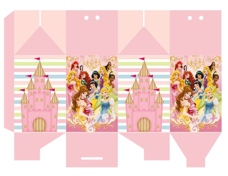 disney princess castle shaped treat boxes with tags on the front and back side, set of 6