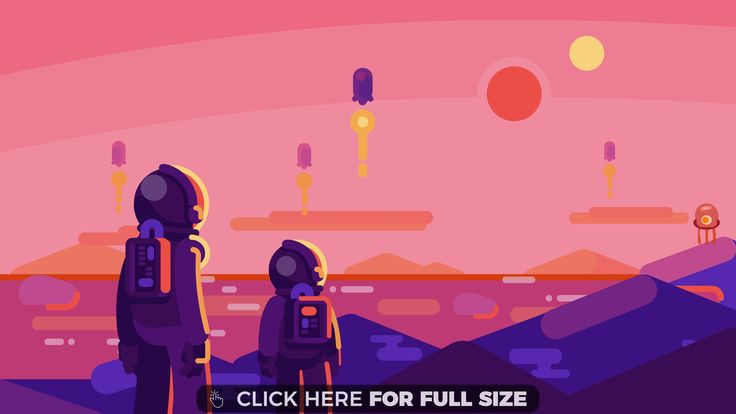 two people in space suits looking out at the horizon with mountains and planets behind them