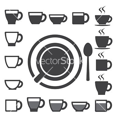 Coffee cup and tea cup icon set eps10 vector art - Download Sign ...