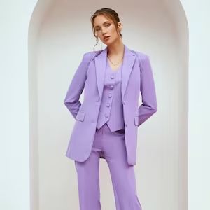 Lavender Formal Pantsuit for Women Business Women Suit with - Etsy Brasil Semi-formal Tailored Single-breasted Pantsuit, Solid Notched Suit For Office, Solid Notched Suits For Office, Solid Color Notched Suits For Office, Formal Tailored Skirt Suit With Notch Lapel, Tailored Skirt Suit With Notch Lapel For Formal Occasions, Spring Business Sets With Pockets, Business Sets With Pockets For Spring, Professional Single-breasted Suit Sets