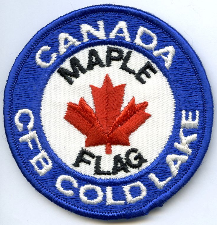 a blue and white patch with the words maple flag on it