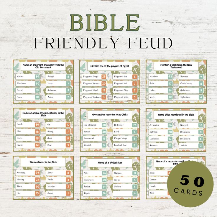 the printable bible friendly field game with 50 cards