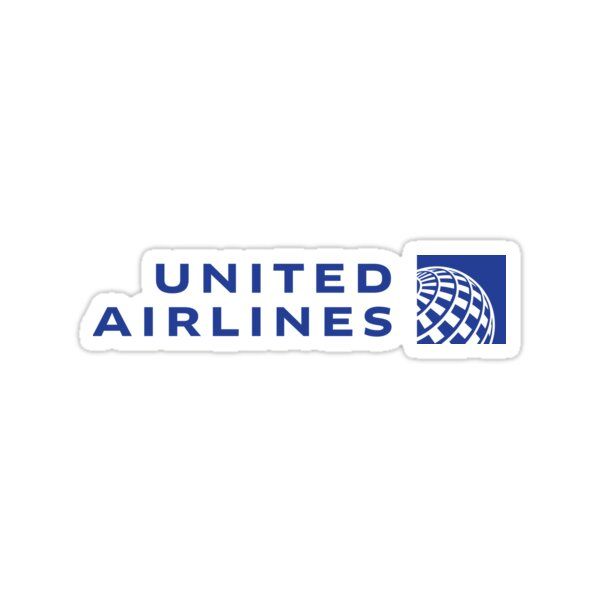 the united airlines logo sticker is shown in blue and white on a white background