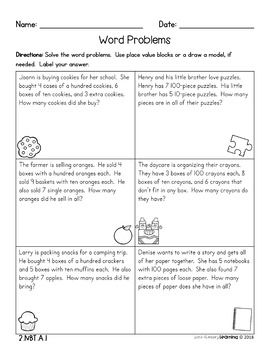 2nd Grade, Place Value with Hundreds- No Prep Practice Worksheets ...