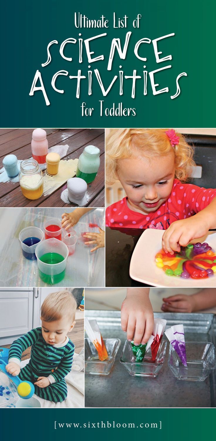 the ultimate list of science activities for toddlers with pictures and text overlays