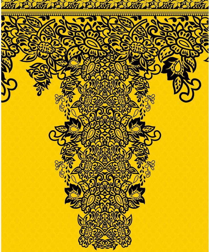 an intricately designed yellow and black background