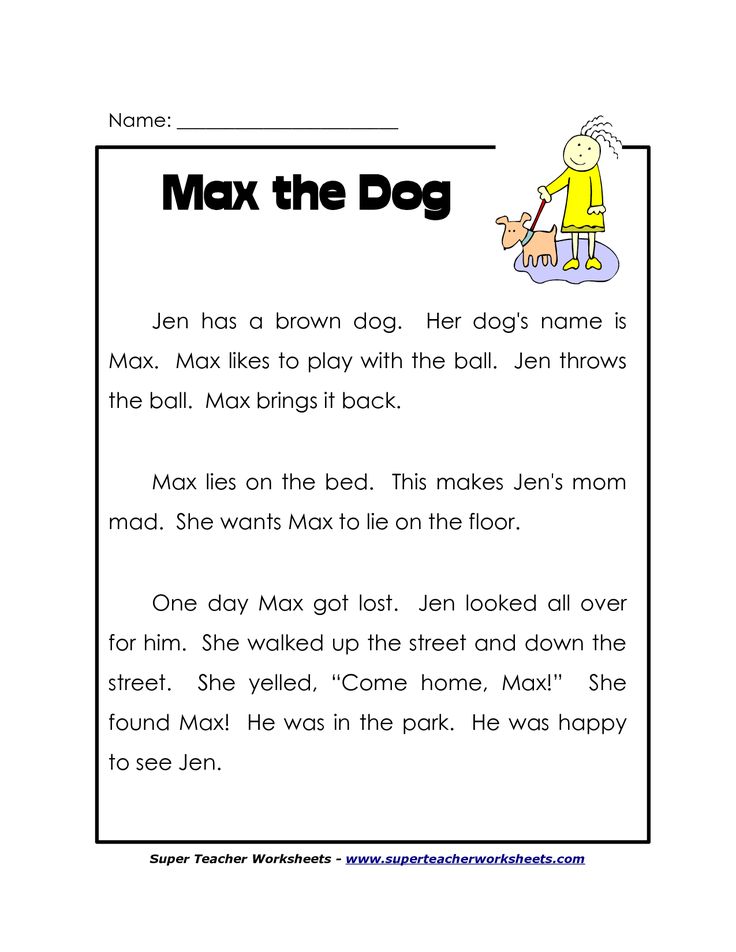 a printable worksheet for children to learn how to read max the dog