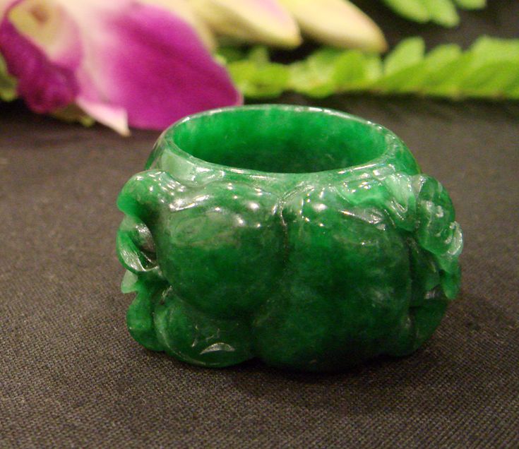 Imperial Carved Jade Ring Peach Design, Carved Jade, Jade Ring, Jade Carving, Good Health, Chinese Art, Jade, Carving, Shades