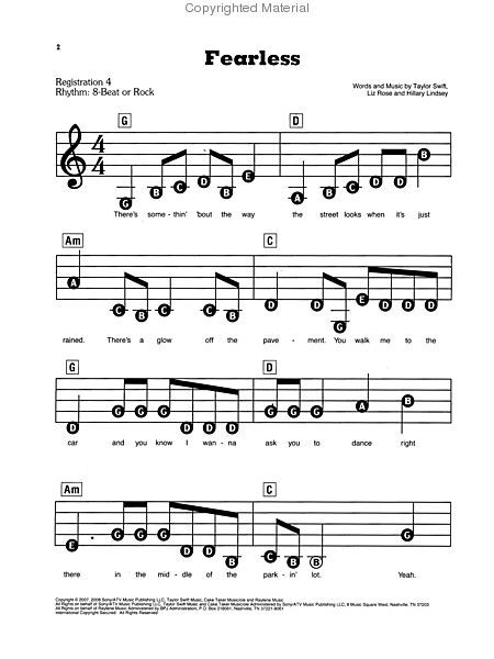 sheet music with the words fearless on it