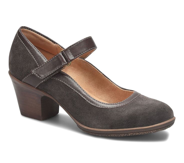 Slip into comfort and style with the Comfortiva leather mary jane stacked heels - Barnes. Featuring a soft rounded toe shape, these shoes offer slip-on ease and instant adjustability for a custom fit. Perfect for all-day wear, whether you're walking or standing. From Comfortiva. Leather Court Shoes With Arch Support, Mary Jane Slip-on Work Heels, Mary Jane Slip-on Heels For Work, Leather Mary Janes, Stacked Heel, Custom Fit, Mary Janes, Fashion Shoes, Oxford