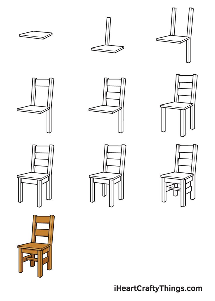 six chairs and one chair are shown in the same drawing style, each with different angles