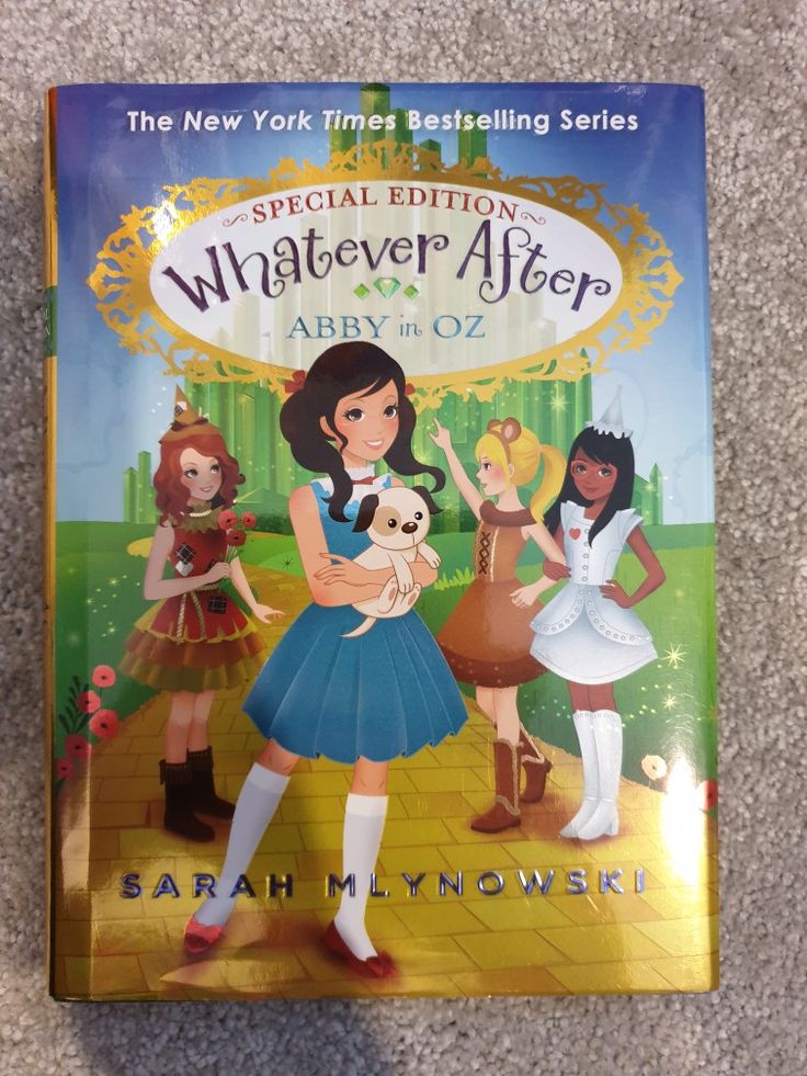 the book cover for what ever after, with two girls in dresses and one girl holding a dog