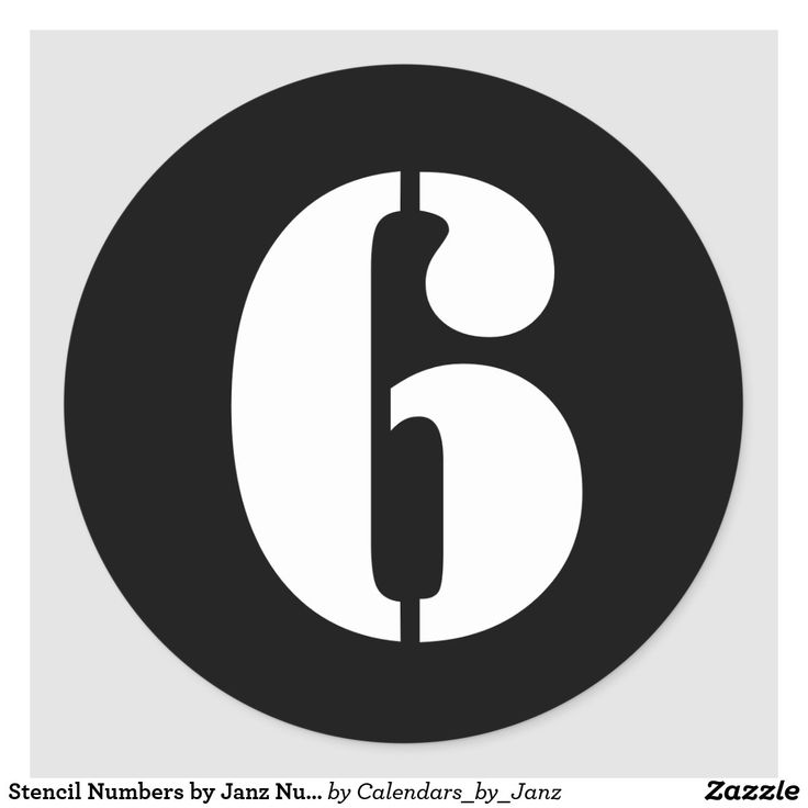 the number six is shown in black and white