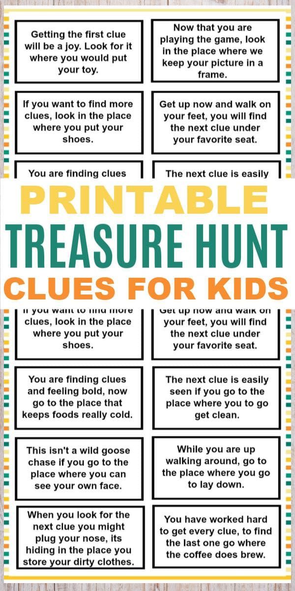 These printable treasure hunt clues for kids are a fun and easy kids