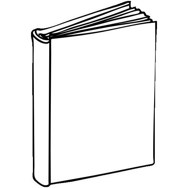 a black and white line drawing of a book on a white background, with the pages folded down