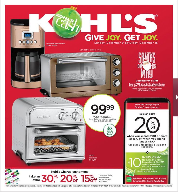 the flyer for kohl's give joy get joy with two toaster ovens and