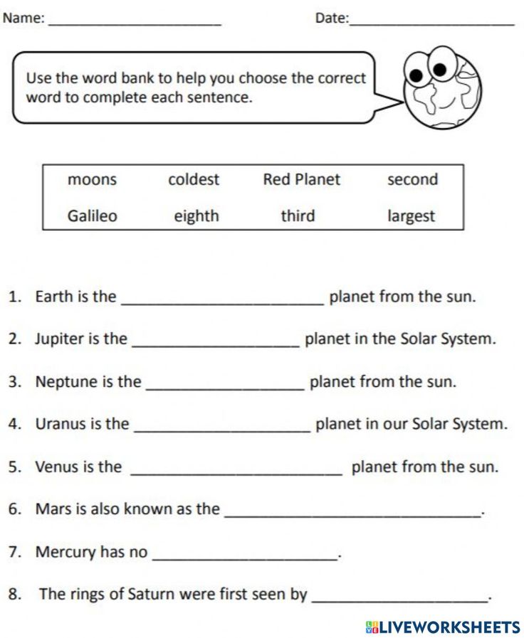 Planets online exercise for 5-8 | Solar system song, 1st grade ...