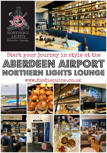 a collage of photos with the words, start your journey in style at the aberden airport northern light lounge