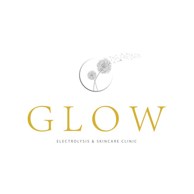 the logo for glow cosmetics and skincare clinic, with a dandelion on it