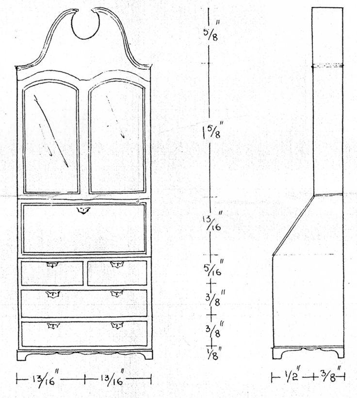 a drawing shows the size and measurements of a bed with drawers, headboard, and foot board