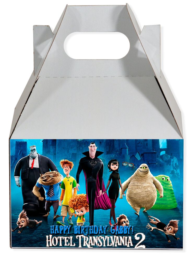 a birthday bag with the characters from hotel transylvania