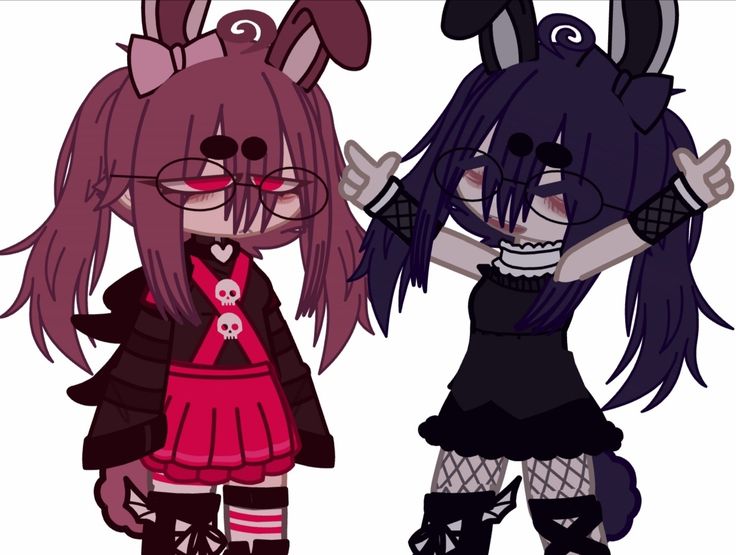 two cartoon characters dressed in goth clothing