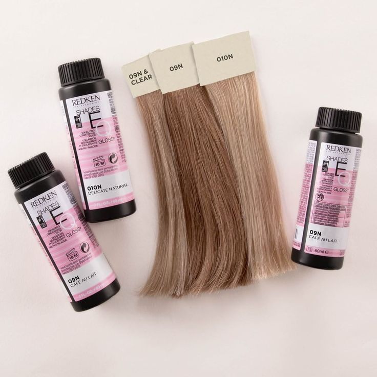 Redken on Instagram: “Let's talk formulation: Shades EQ Gloss 09N Café au Lait + 000 Crystal Clear is not the same as 010N Delicate Natural. Read on to learn…” Redken Toner, Hair Color Swatches, Blonde Toner, Redken Hair Color, Hair Gloss, Redken Shades, Redken Color, Redken Hair Products, Hair Toner