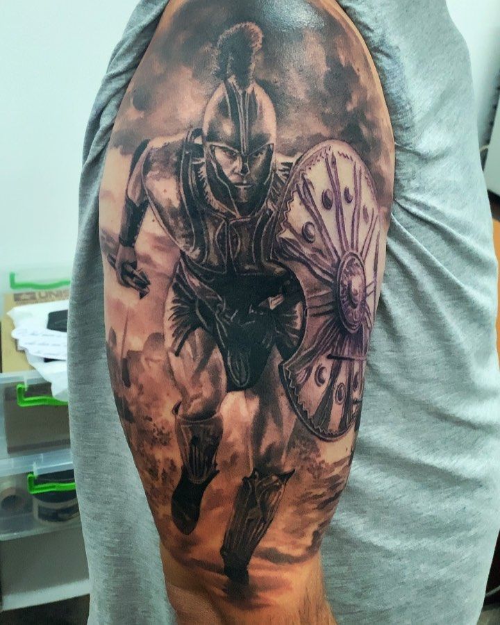 Nakata BG on Instagram: “So happy to make this Achilles and 1st tattoo for my uncle! On age of 52 never too late to make it cool :)) ❤️ Супер щастлив съм да направя…” Achilles Tattoo Greek Mythology, Achilles Greek Mythology, Troy Tattoo, Tattoo Ideas Mythology, Greek Tattoo Ideas Mythology, Greek Tattoo Ideas, Achilles Tattoo, Religion Tattoos, Heel Tattoos