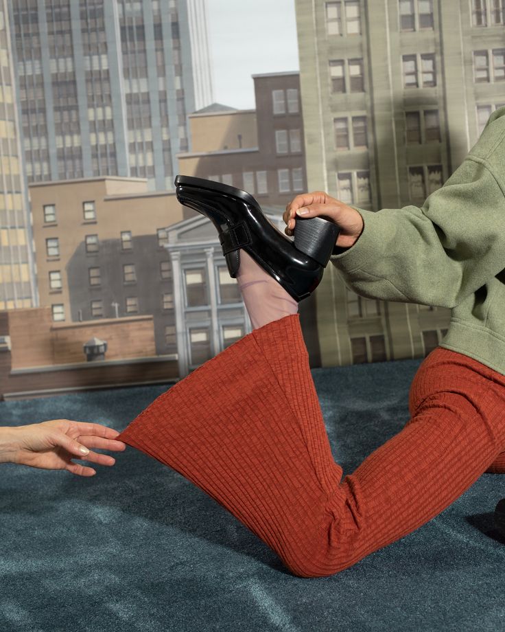 "One of the buzziest new shoe brands." - NYT Fall Patent Leather Loafers With Square Toe, Fall Loafers With Sculpted Block Heel, Chic Loafers With Sculpted Heel For Fall, Fall Loafers With Stacked Heel And Square Toe, Black Patent Loafers, Patent Loafers, Ankle Sock, Indie Kids, Red Outfit