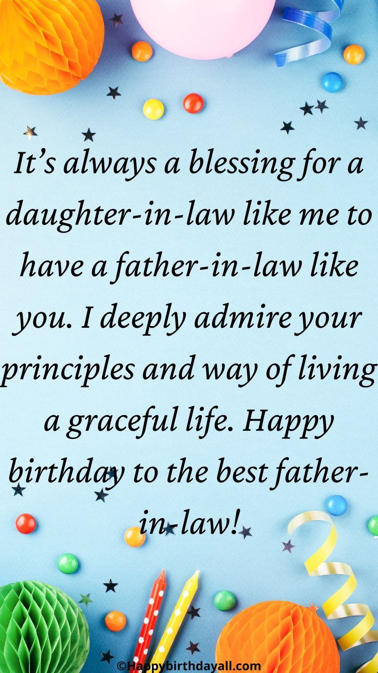 Simple Birthday wishes for father-in-law good health | Birthday ...