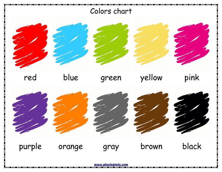 color chart for different shades of paint with the words, colors chart red green yellow pink purple