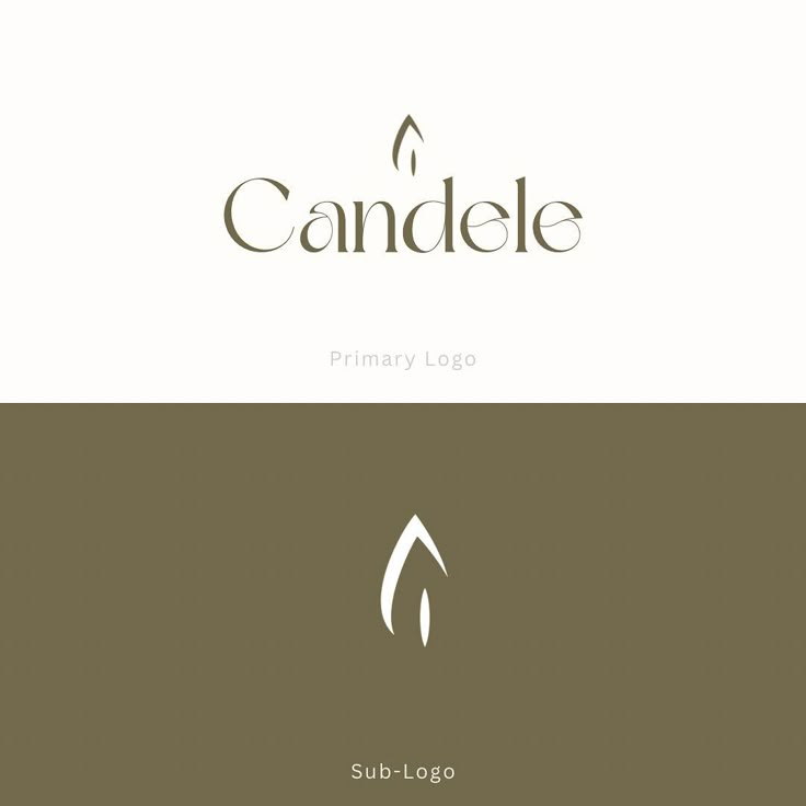 the logo for candle company is shown in white and brown colors, with an arrow on top