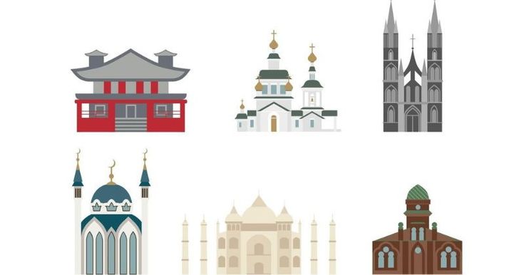 6 Nama Tempat Ibadah Agama di Indonesia | Church icon, Free vector art ...