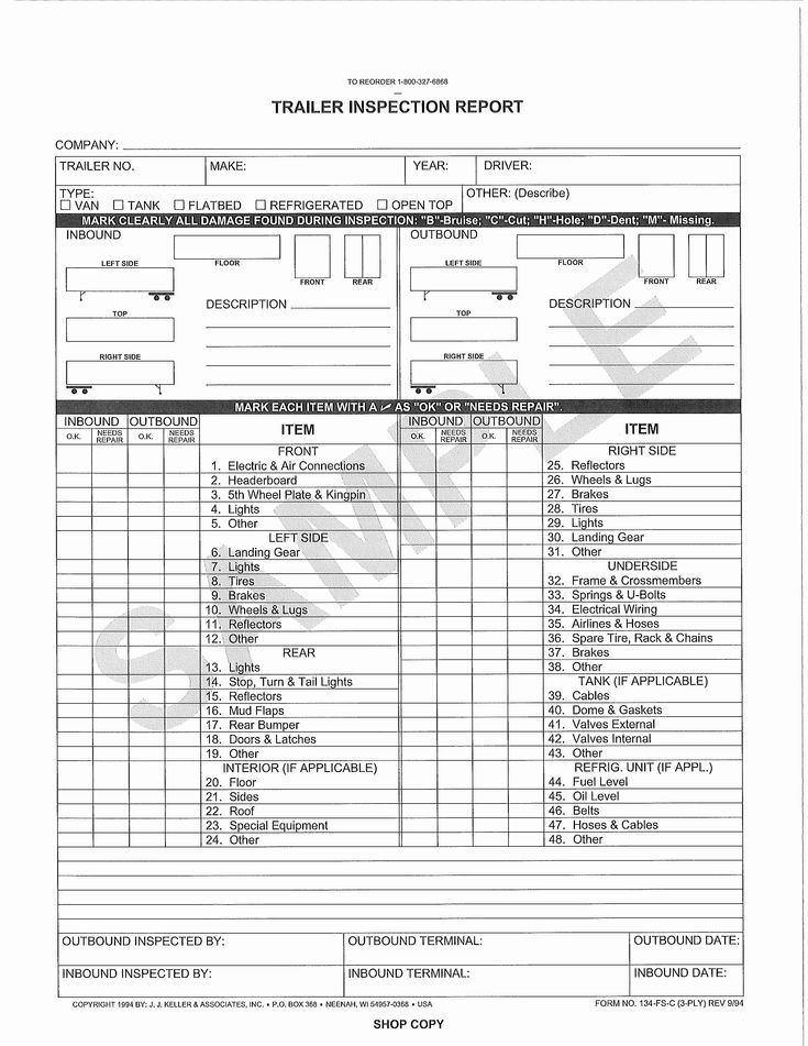 Free Printable Trailer Inspection Form | Stephenson