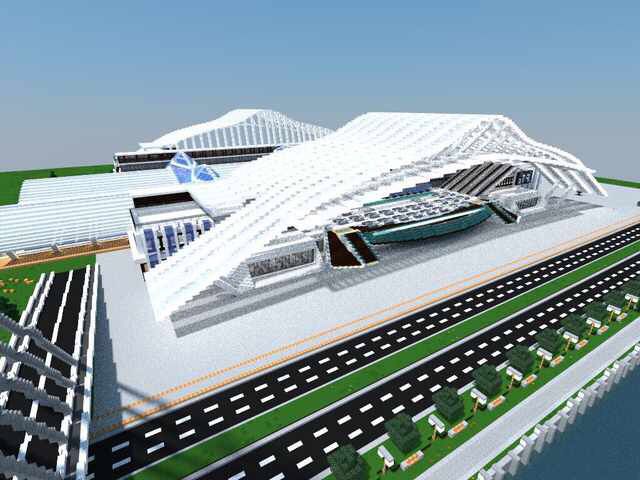 This is a huge project, called the large city train station, is our team's works! Very powerful! We look to QQ exchange group Minecraft Stadium, Buildings Idea, Stututu Turbo, Minecraft Idea, Minecraft Modern, Easy Minecraft Houses, Stadium Design, Minecraft City, Minecraft Plans