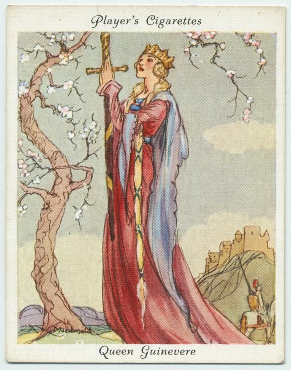 a woman in a red dress holding a cross and standing next to a tree with flowers