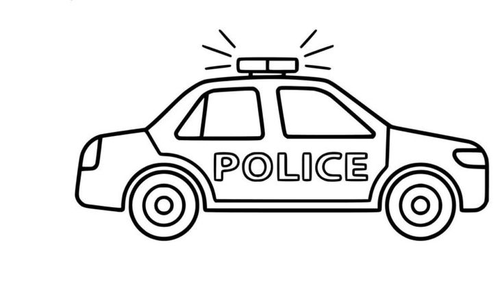 a police car with its lights on and the word police written in black ink above it