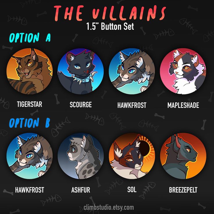 the villain's button set