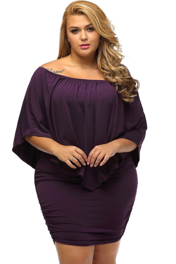 Multi-way Dressing Layered Purple Plus Size Mini Dress Bodycon Dress Outfit, Plus Zise, Poncho Dress, Multi Way Dress, Dress Layered, Plus Size Mini Dresses, Dress Layer, Purple Mini Dresses, Oversized Dress