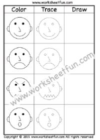 Feelings – Color, Trace and Draw – 1 Worksheet | Emotions preschool ...