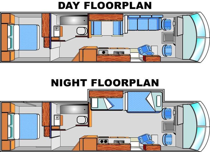 the floor plan for a small rv with two beds and one bed in each room