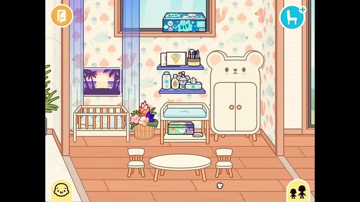 the room is decorated in pastel colors