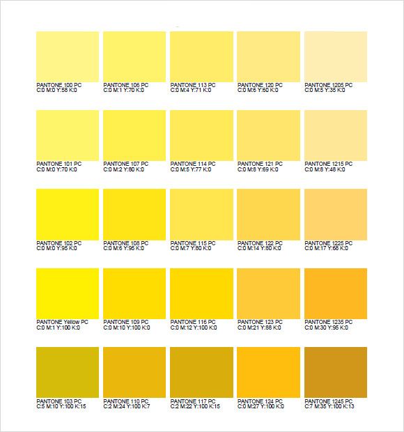 yellow color chart with different shades