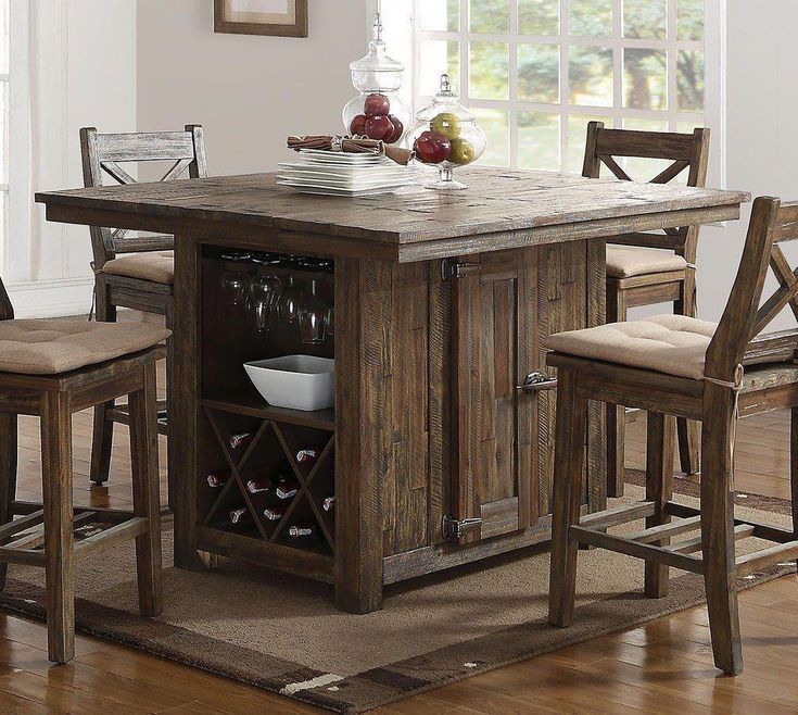 a kitchen table with chairs around it