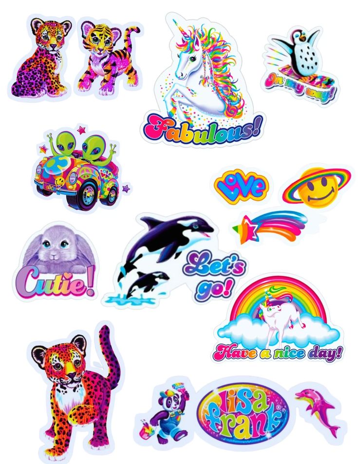 various stickers with different animals and colors