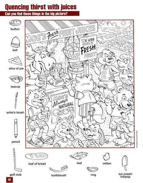 a coloring book with pictures of food and words on the page, including ...