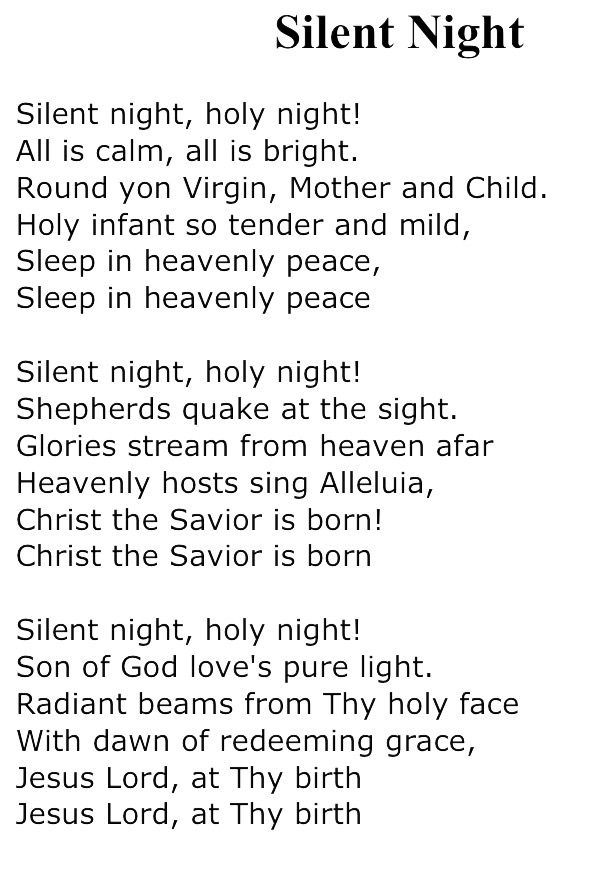 the poem silent night is written in black and white