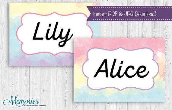 Pastel Rainbow Name Tags, Rainbow Birthday, Rainbow Tags, Unicorn ...